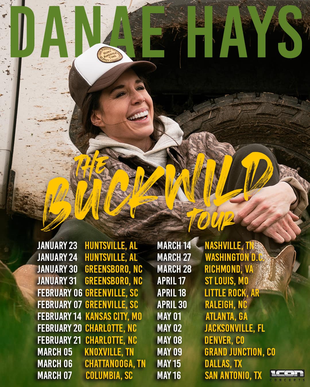 Danae Hays The BUCKWILD Tour Poster 2026